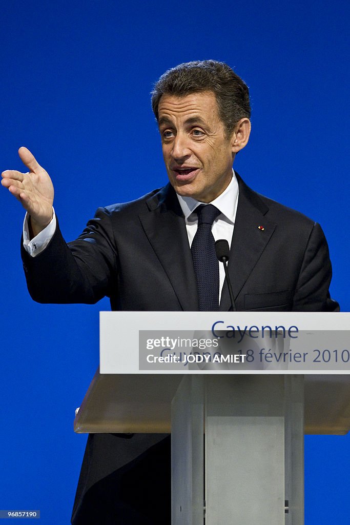 French President Nicolas Sarkozy gesture