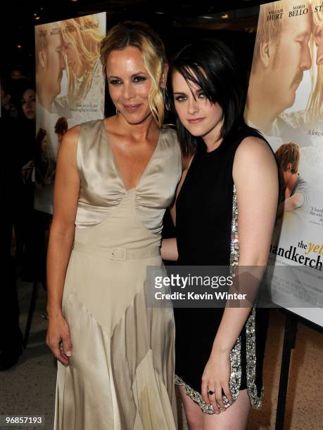 Actors Maria Bello and Kristen Stewart attend the premiere of Samuel Goldwyn Films' "The Yellow Handkerchief" at the Pacific Design Center on...