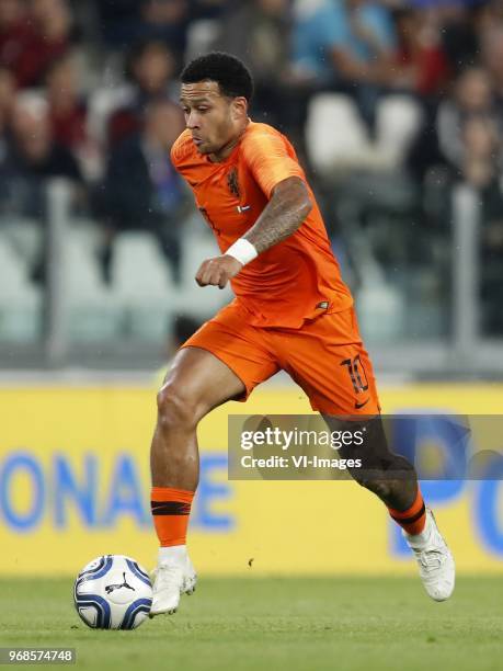 Memphis Depay of Holland during the International friendly match between Italy and The Netherlands at Allianz Stadium on June 04, 2018 in Turin, Italy