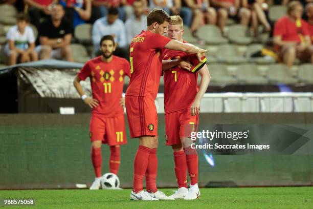 Jan Vertonghen of Belgium, Kevin de Bruyne of Belgium during the International Friendly match between Belgium v Egypt at the Koning Boudewijnstadion...