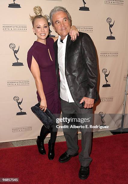 Actress Kaley Cuoco and father Gary Cuoco arrive at The Academy of Television Arts and Sciences' an evening with "The Big Bang Theory" on February...