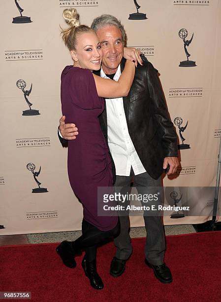 Actress Kaley Cuoco and father Gary Cuoco arrive at The Academy of Television Arts and Sciences' an evening with "The Big Bang Theory" on February...