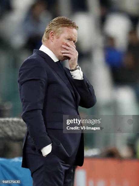 Coach Ronald Koeman of Holland during the International friendly match between Italy and The Netherlands at Allianz Stadium on June 04, 2018 in...