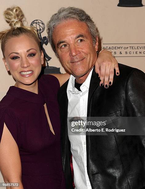 Actress Kaley Cuoco and father Gary Cuoco arrive at The Academy of Television Arts and Sciences' an evening with "The Big Bang Theory" on February...