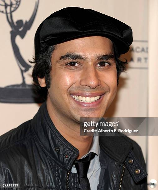 Actor Kunal Nayyar arrives at The Academy of Television Arts and Sciences' an evening with "The Big Bang Theory" on February 18, 2010 in North...