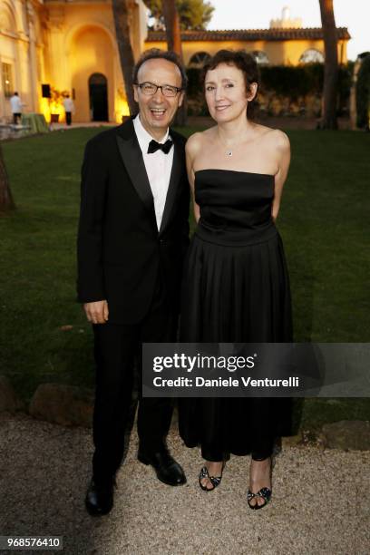 Roberto Benigni and Nicoletta Braschi attend the McKim Medal Gala 2018 at Villa Aurelia on June 6, 2018 in Rome, Italy.