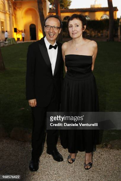 Roberto Benigni and Nicoletta Braschi attend the McKim Medal Gala 2018 at Villa Aurelia on June 6, 2018 in Rome, Italy.