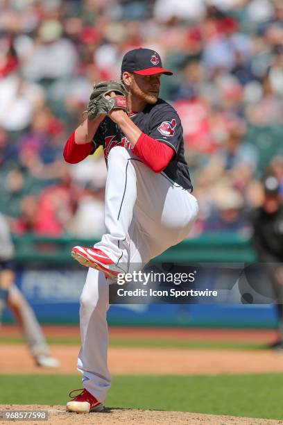 Cleveland Indians pitcher Neil Ramirez delivers a pitch to the plate during the eighth inning of the Major League Baseball Interleague game between...