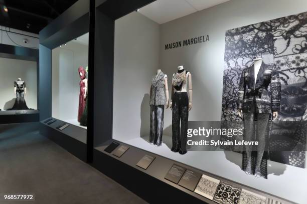 Margiela models are displayed during the exhibition "Haute dentelle" at 'Cite de la Dentelle et de la Mode' on June 6, 2018 in Calais, France.