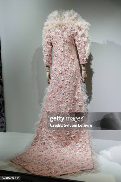 Chanel model is displayed during the exhibition "Haute dentelle" at 'Cite de la Dentelle et de la Mode' on June 6, 2018 in Calais, France.