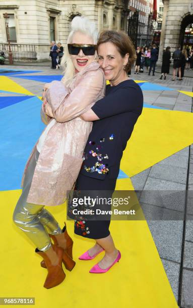 Pam Hogg and Kirsty Wark attend the Royal Academy Of Arts summer exhibition preview party 2018 on June 6, 2018 in London, England.
