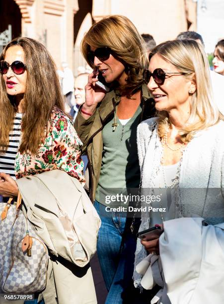 Monica Martin Luque is seen arriving at Las Ventas Bullring on June 6, 2018 in Madrid, Spain.