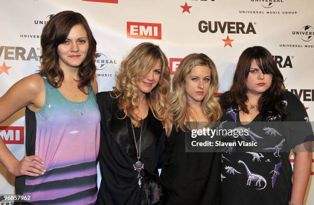 Members of the rock band The Donnas Brett Anderson, Allison Robertson, Torry Castellano and Maya Ford attend the Guvera Pre-Launch Party at the...