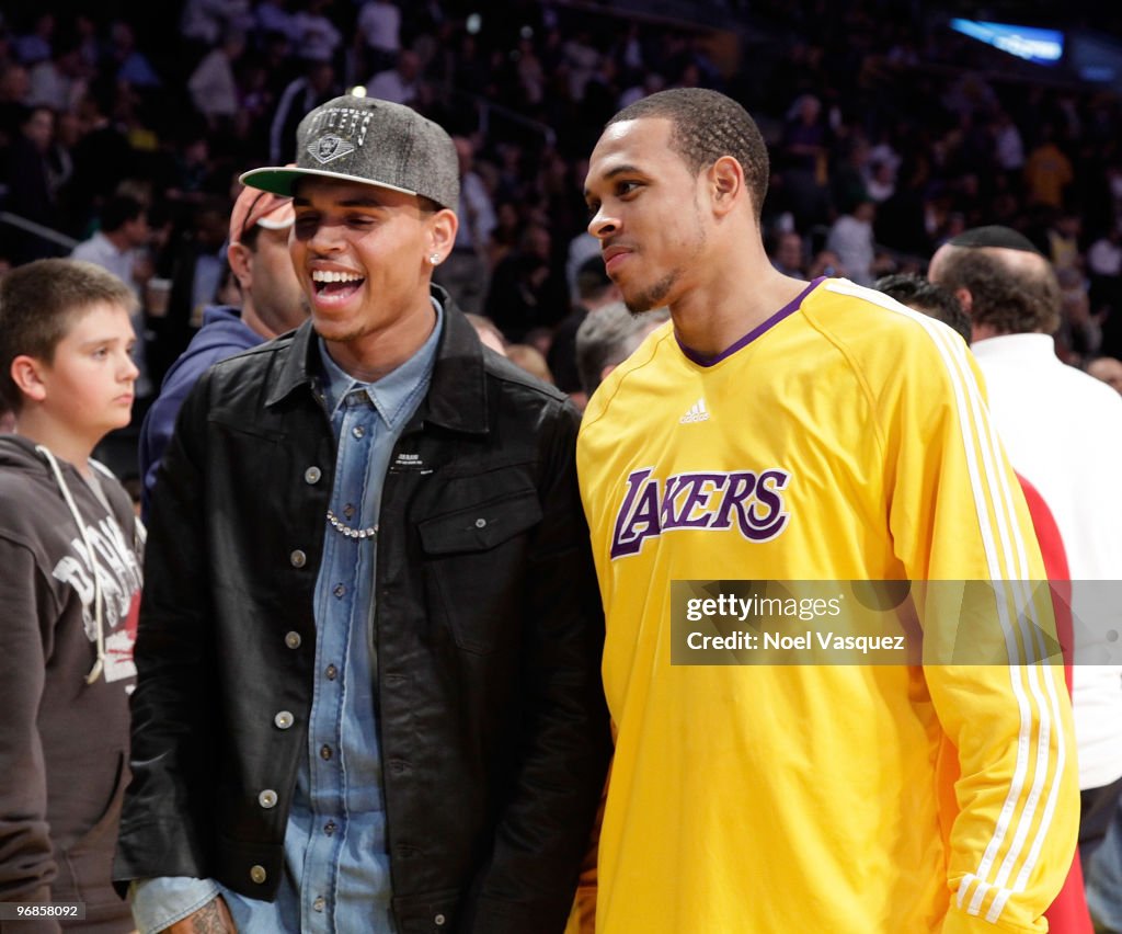 Celebrities At The Lakers Game