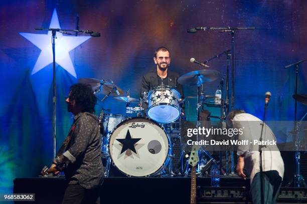 Ringo Starr from Ringo Starr and his all Start Band performs at L'Olympia on June 4, 2018 in Paris, France.