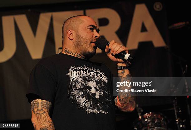 Staind lead singer Aaron Lewis performs at the Guvera Pre-Launch Party at the Metropolitan Pavilion on February 18, 2010 in New York City.