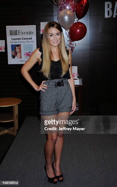 Lauren Conrad poses at the In-Store signing for her second book "Sweet Little Lies" at Barnes and Noble Booksellers at The Grove on February 18, 2010...