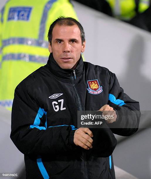 West Ham's Italian manager Gianfranco Zola before the English Premier League football match between West Ham United and Birmingham City at the Boleyn...