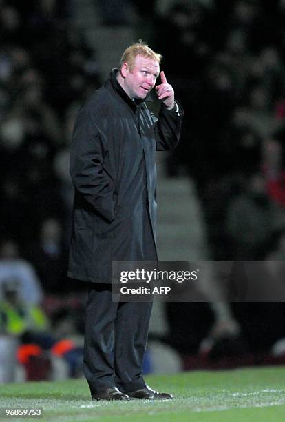 Birmingham CIty's Scottish manager Alex McLeish gestures during the English Premier League football match between West Ham United and Birmingham City...