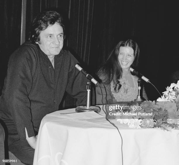 American country singer Johnny Cash and his wife, country musician and singer June Carter , London, 26th September 1972.