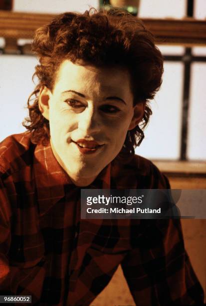 Irish singer Bob Geldof of the Boomtown Rats in make-up for a video shoot in London, 1982.