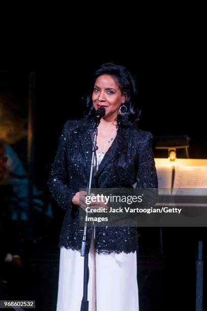 American actress Phylicia Rashad speaks at the 'A Night of Inspiration' concert at Carnegie Hall, New York, New York, April 28, 2010.