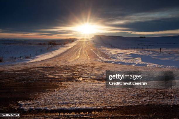 winter time highway  just out side of moose jaw saskatchewan canada - saskatchewan highway stock pictures, royalty-free photos & images