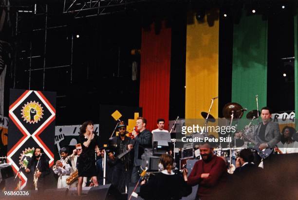 June 11: Chrissie Hynde of The Pretenders joins UB40 on stage to perform at the Nelson Mandela 70th Birthday Tribute concert, in Wembley Stadium on...