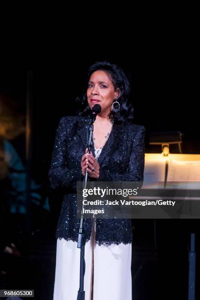 American actress Phylicia Rashad speaks at the 'A Night of Inspiration' concert at Carnegie Hall, New York, New York, April 28, 2010.