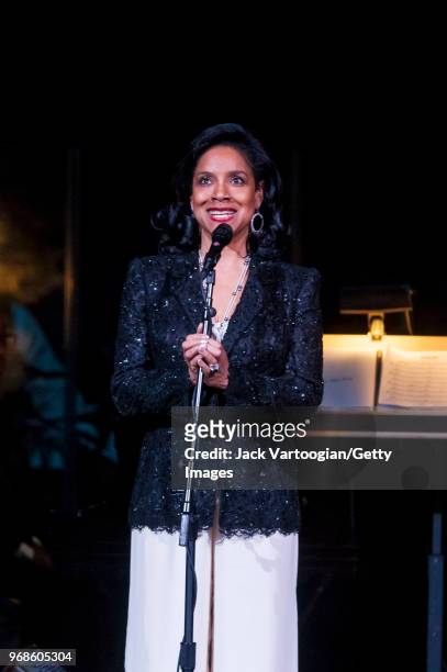 American actress Phylicia Rashad speaks at the 'A Night of Inspiration' concert at Carnegie Hall, New York, New York, April 28, 2010.