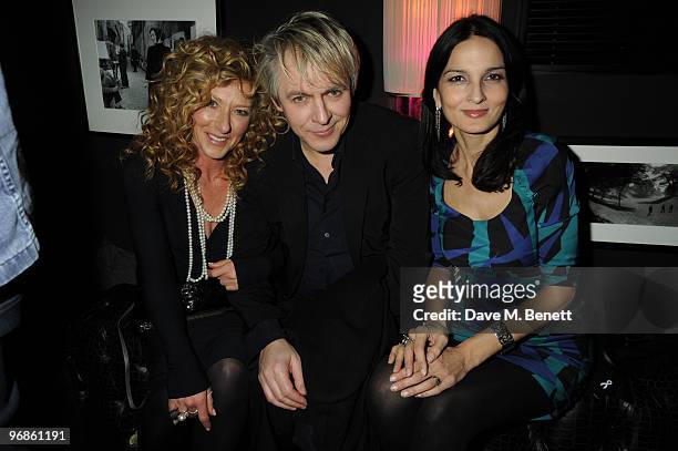 Kelly Hoppen, Nick Rhodes and Yasmin Mills attend the after party for Naomi Campbell's Fashion For Relief on February 18, 2010 at the Brompton Club...