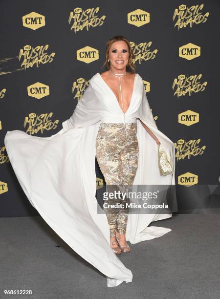 Mickie James attends the 2018 CMT Music Awards at Bridgestone Arena on June 6, 2018 in Nashville, Tennessee.