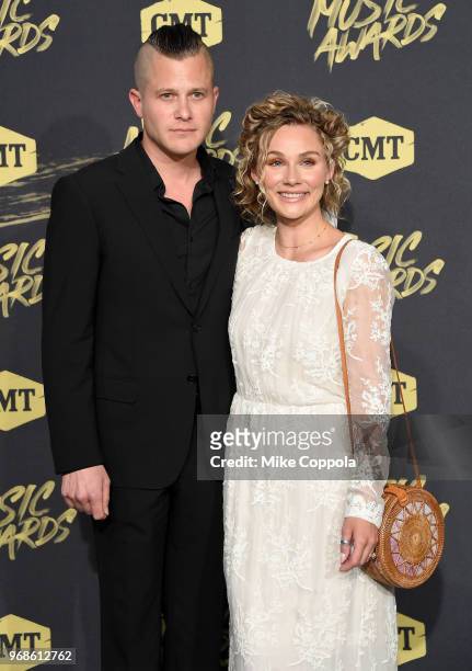 Brandon Robert Young and Clare Bowen attend the 2018 CMT Music Awards at Bridgestone Arena on June 6, 2018 in Nashville, Tennessee.