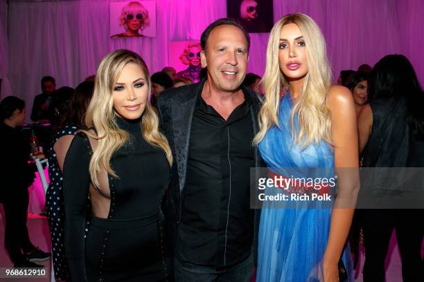 Tara Dollinger, Dave Dollinger and Kaki Swid attend an event where model Kaki Swid hosts a designer event on June 4, 2018 in Beverly Hills,...