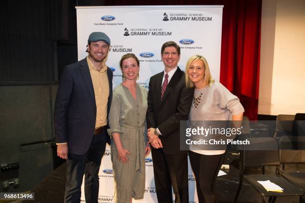 The GRAMMY Museum's Patrick Lundquist , with Band Director Travis Sheaffer, Choir Director Megan Perdue during and Kendal Ford's Amy Newport during a...