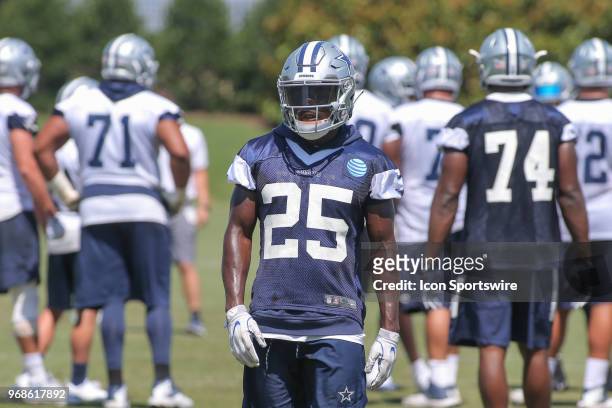 Dallas Cowboys safety Xavier Woods looks to the sideline during the Dallas Cowboys OTA's on June 6, 2018 at The Star in Frisco, TX.