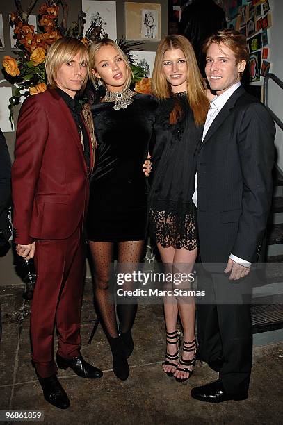Designer Marc Bouwer, Victoria's Secret Model Candice Swanepoel, Model Heide Lindgren and the President of Marc Bouwer Paul Margolin attend a special...