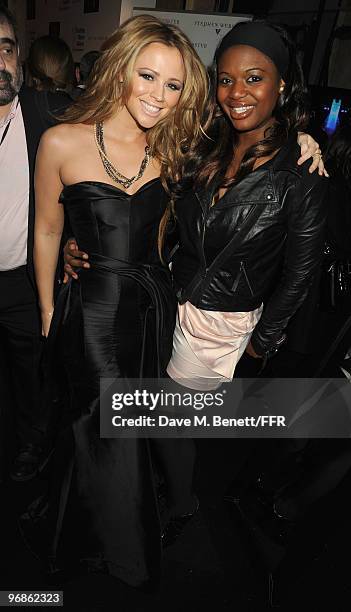 Kimberly Walsh of Girls Aloud and guest backstage during Naomi Campbell's Fashion For Relief Haiti London 2010 Fashion Show at Somerset House on...