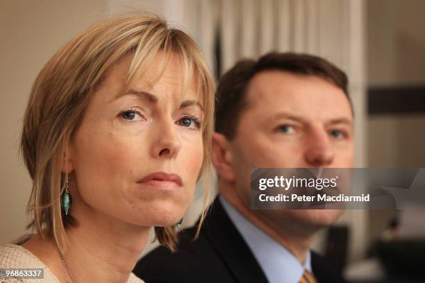 Kate and Gerry McCann speak to reporters on February 19, 2010 in London. Yesterday the McCann's won a legal battle to stop the publication of a book...