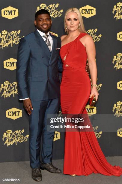 Subban and Lindsey Vonn attend the 2018 CMT Music Awards at Bridgestone Arena on June 6, 2018 in Nashville, Tennessee.