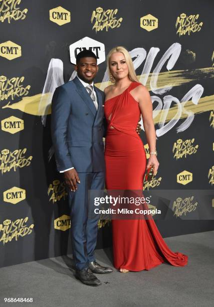 Subban and Lindsey Vonn attend the 2018 CMT Music Awards at Bridgestone Arena on June 6, 2018 in Nashville, Tennessee.
