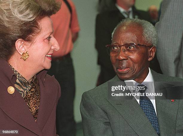Close-up of former Senegal President Leopold Sedar Senghor and his wife Colette taken 19 March 1995 in Verson. Writer and poet Leopold Sedar Senghor...