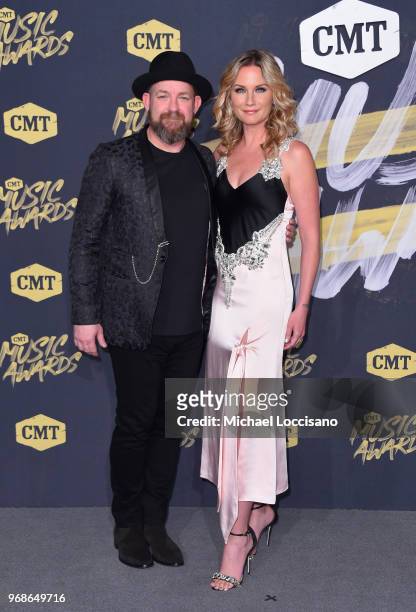 Kristian Bush and Jennifer Nettles of Sugarland attend the 2018 CMT Music Awards at Bridgestone Arena on June 6, 2018 in Nashville, Tennessee.