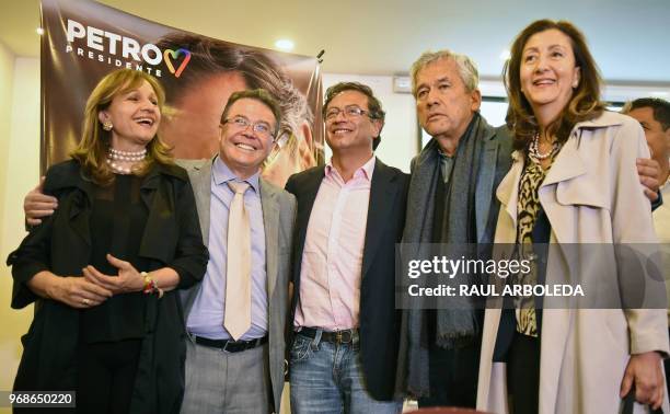 Colombian presidential candidate Gustavo Petro for the Colombia Humana Party and his vice-presidential running-mate Angela Robledo , pose for...