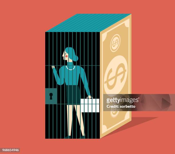 prison- businesswoman - wage gap stock illustrations