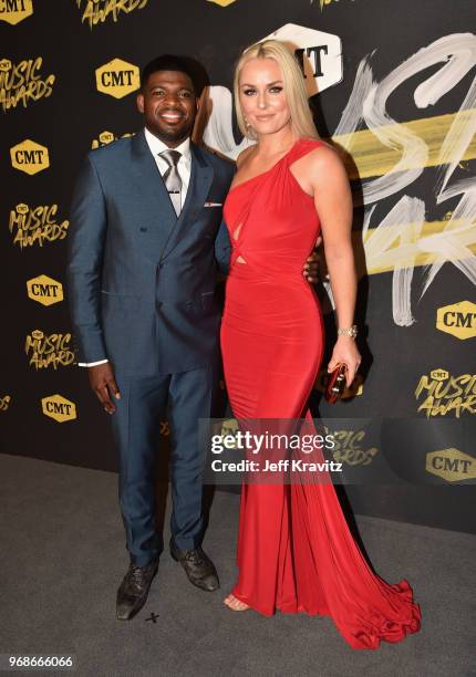 Subban and Lindsey Vonn attend the 2018 CMT Music Awards at Bridgestone Arena on June 6, 2018 in Nashville, Tennessee.