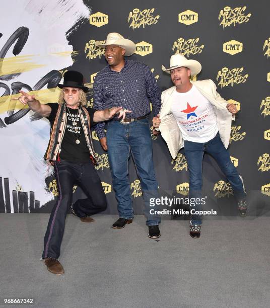 Big Kenny and John Rich of Big & Rich and Cowboy Troy attend the 2018 CMT Music Awards at Bridgestone Arena on June 6, 2018 in Nashville, Tennessee.