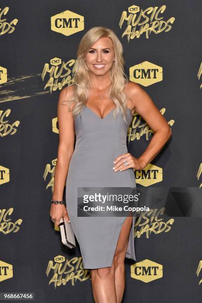 Auto racer Courtney Force attends the 2018 CMT Music Awards at Bridgestone Arena on June 6, 2018 in Nashville, Tennessee.