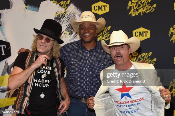 Big Kenny and John Rich of Big & Rich and Cowboy Troy attends the 2018 CMT Music Awards at Bridgestone Arena on June 6, 2018 in Nashville, Tennessee.