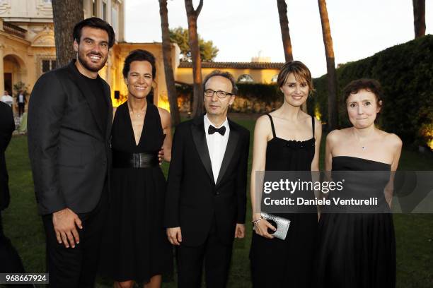 Guest, Roberta Armani, Roberto Benigni, Paola Cortellesi and Nicoletta Braschi attend the McKim Medal Gala 2018 at Villa Aurelia on June 6, 2018 in...